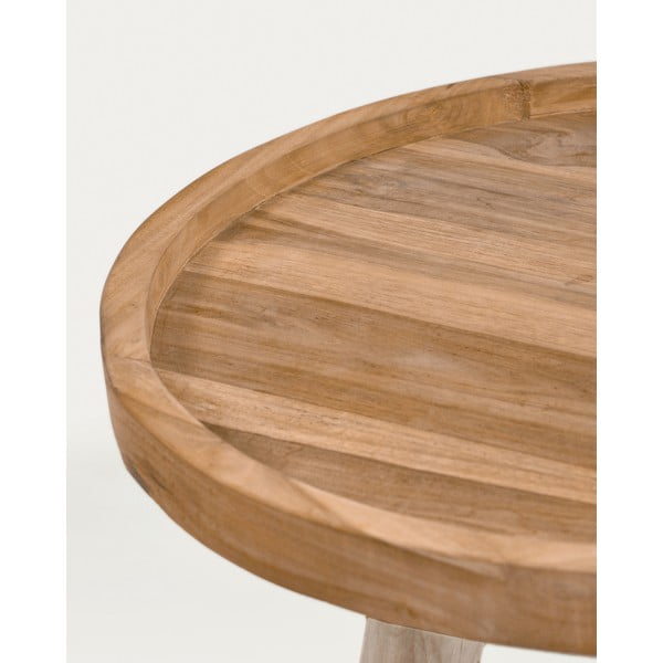 Kulatý konferenční stolek z teakového dřeva v přírodní barvě ø 55 cm Glenda – Kave Home-image-2
