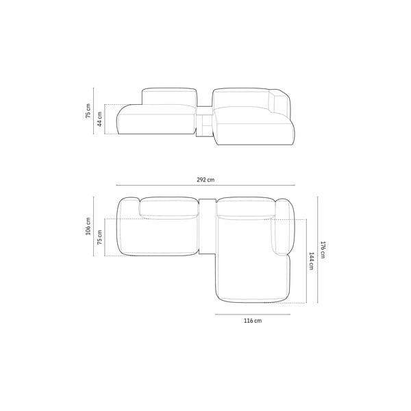 Tmavě modrá modulární rohová pohovka (pravý roh) Martina – Micadoni Home-image-4