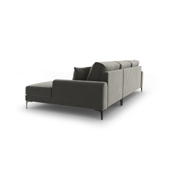 Světle šedá sametová rohová pohovka Mazzini Sofas Madara, pravý roh-image-3