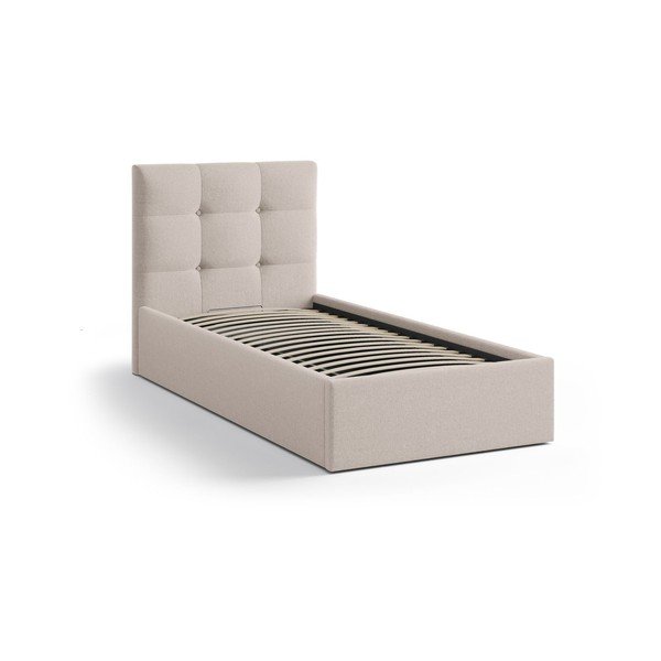 Světle hnědá čalouněná jednolůžková postel s úložným prostorem s roštem 90x200 cm Phaedra – Micadoni -image-2