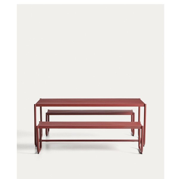 Vínový kovový zahradní jídelní set pro 4 osoby Sotil – Kave Home-image-4