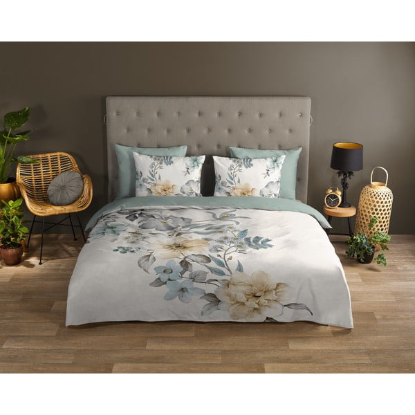 Zelené/krémové bavlněné povlečení na jednolůžko/prodloužené 140x220 cm Celina – Good Morning-image-1