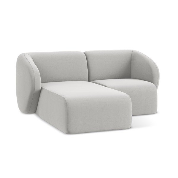 Světle šedá sametová rohová pohovka (levý roh/s lenoškou) Lani – Makamii-image-4