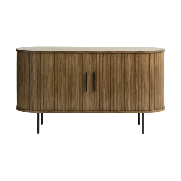 Hnědá nízká komoda v dekoru dubu 140x76 cm Nola – Unique Furniture