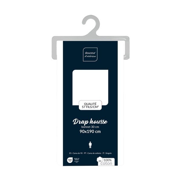 Bílé napínací bavlněné prostěradlo 90x190 cm Lina – douceur d'intérieur-image-4