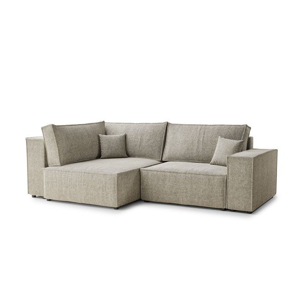 Béžová žinylková rozkládací/s úložným prostorem rohová pohovka (levý roh/do L) Tonga – Maison de Rêve