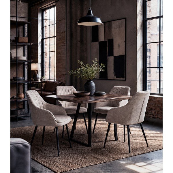 Béžové čalouněné jídelní křeslo s područkami Nolan – Unique Furniture-image-1