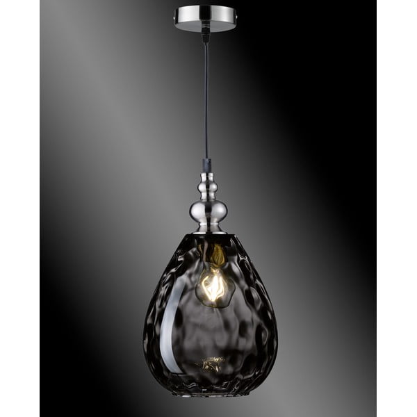 Černé závěsné svítidlo se skleněným stínidlem Uller – Fischer & Honsel-image-1