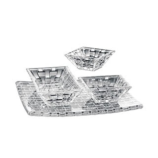 Set 3 servírovacích misek a podnosu z křišťálového skla Nachtmann Bossa Nova