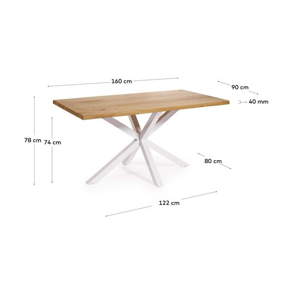 Jídelní stůl s deskou v dubovém dekoru 90x160 cm Argo – Kave Home-image-4
