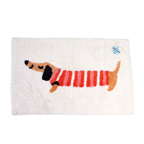 Červeno-bílá koupelnová předložka 83x52,5 cm Sausage Dog – Rex London