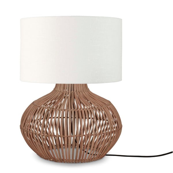Stolní lampa s textilním stínidlem v bílo-přírodní barvě (výška 48 cm) Kalahari – Good&Mojo