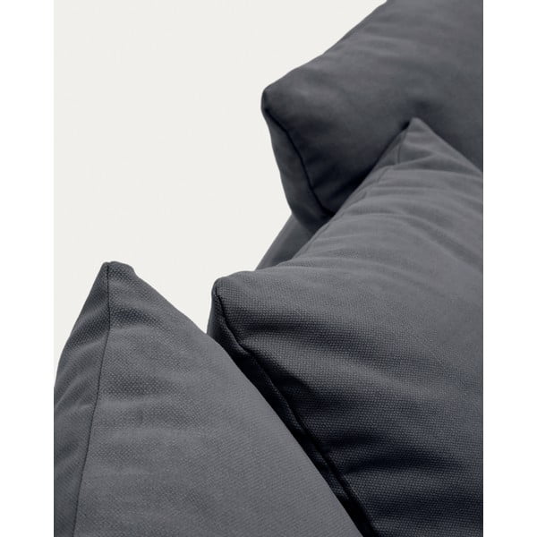 Antracitová lněná pohovka 340 cm Nora – Kave Home-image-1