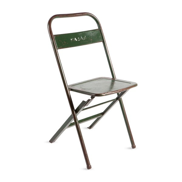 Zelená kovová skládací židle s patinou RGE Mash