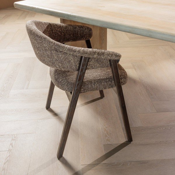 Hnědá čalouněná jídelní židle s područkami Tunar – WOOOD-image-1