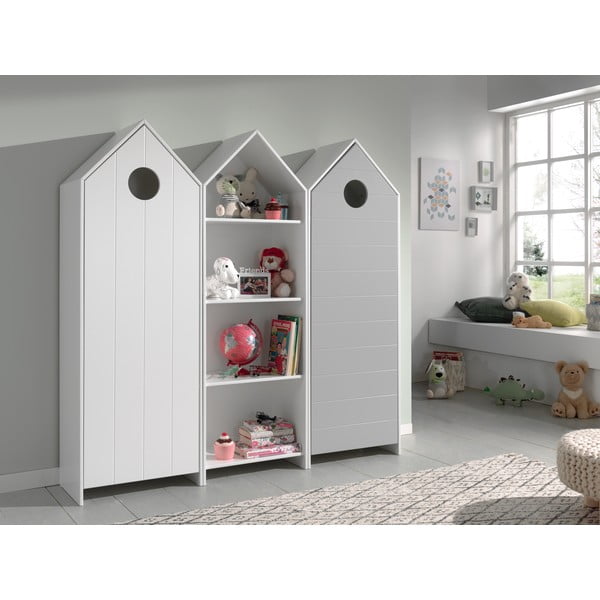 Bílo-světle šedá otevřená dětská šatní skříň 173x171,5 cm CASAMI – Vipack-image-1
