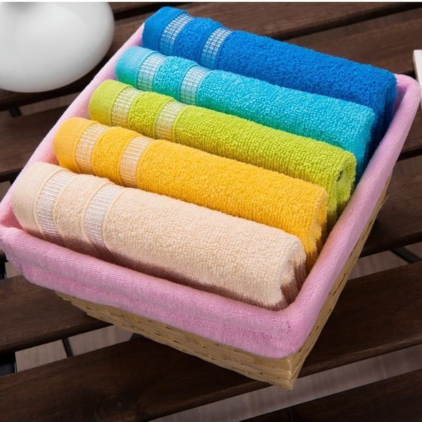Sada 5 ručníků Pink Basket, 30x50 cm