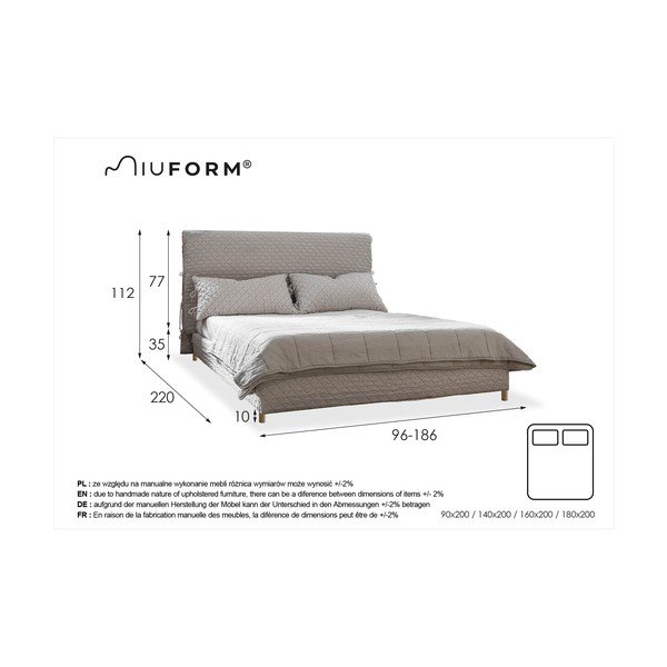 Černá čalouněná dvoulůžková postel s roštem 140x200 cm Sleepy Luna – Miuform-image-4