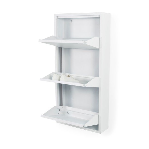 Bílý kovový výklopný botník 50x103x15 cm Billy – Spinder Design-image-2