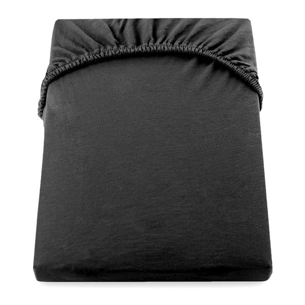 Černé elastické prostěradlo DecoKing Nephrite, 180/200 x 200 cm