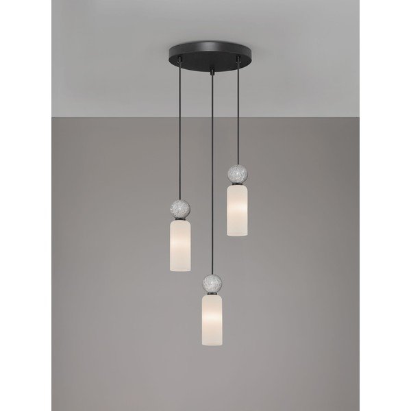 Matně černé kamenné závěsné svítidlo se skleněným stínidlem ø 25 cm Filomena – Nova Luce-image-4
