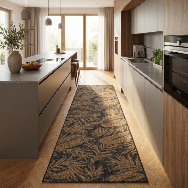 Černý/hnědý vnitřní a venkovní běhoun 80x250 cm Mira 1451 – Ayyildiz Carpets-image-1