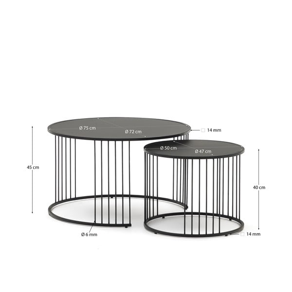 Kulatý odkládací stolek se skleněnou deskou ø 75 cm Hadar – Kave Home-image-4