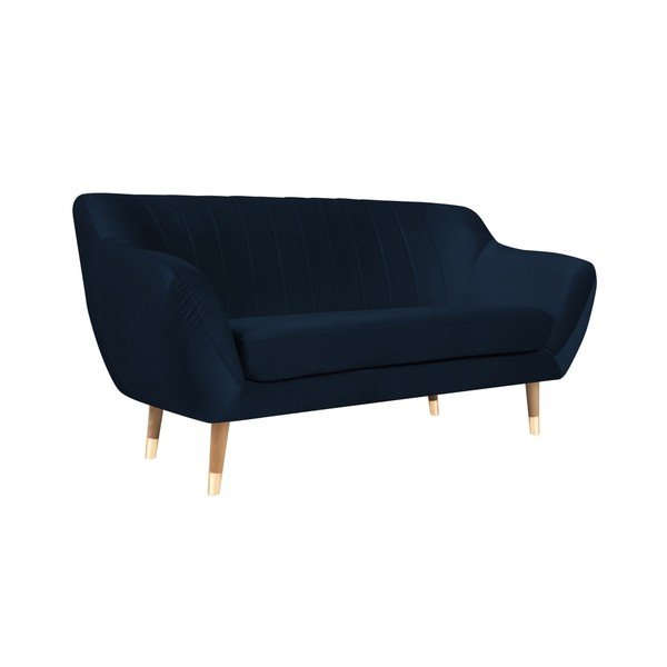 Tmavě modrá sametová pohovka Mazzini Sofas Benito, 158 cm-image-2