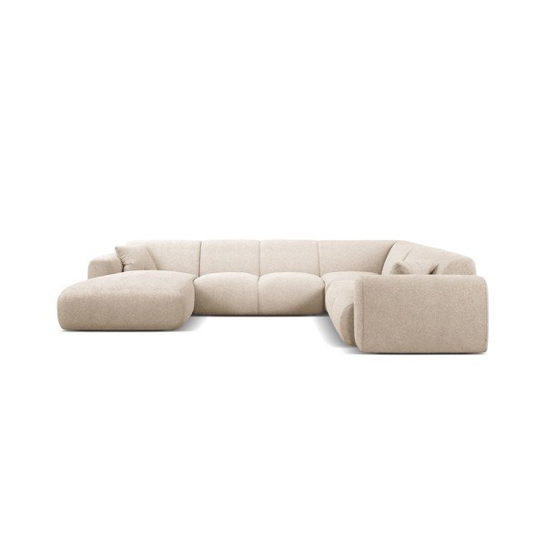 Béžová rohová pohovka z textilie bouclé (do "U") Molino – Micadoni -image-1