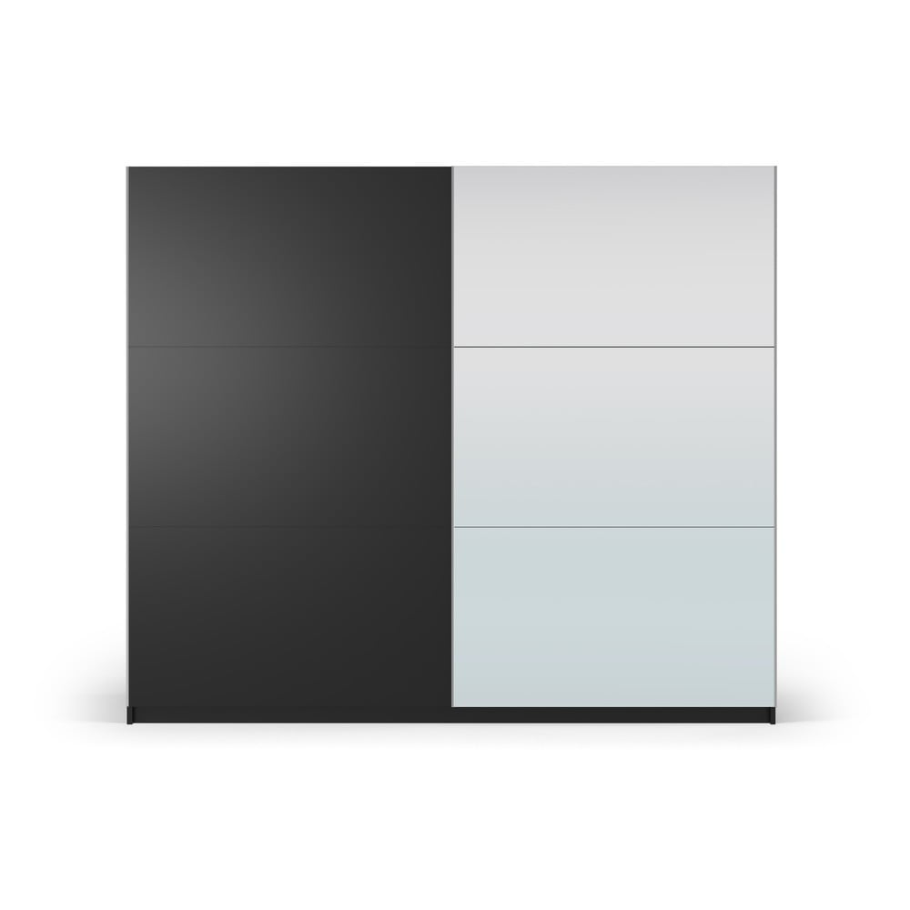 Černá šatní skříň se zrcadlem a s posuvnými dveřmi 250x215 cm Lisburn - Cosmopolitan Design