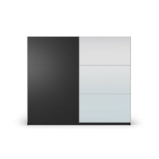 Černá šatní skříň se zrcadlem a s posuvnými dveřmi 250x215 cm Lisburn - Cosmopolitan Design