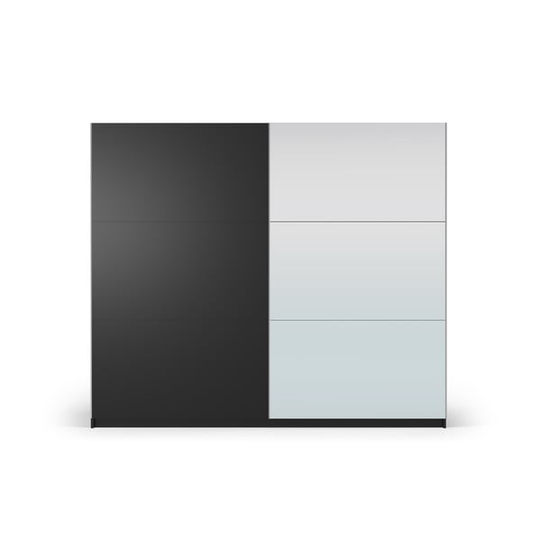 Černá šatní skříň se zrcadlem a s posuvnými dveřmi 250x215 cm Lisburn - Cosmopolitan Design