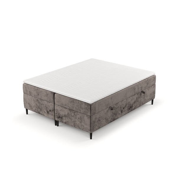 Hnědá boxspring postel s úložným prostorem 200x200 cm Araya – Maison de Rêve