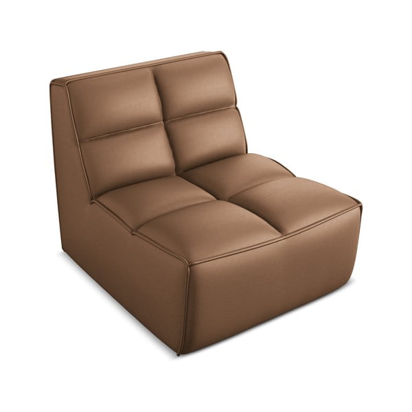 Hnědý modul pohovky z imitace kůže Kalai – Makamii-image-1
