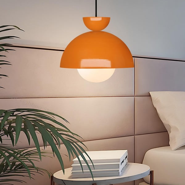 Oranžové závěsné svítidlo s kovovým stínidlem ø 25 cm Arta – Opviq lights-image-1