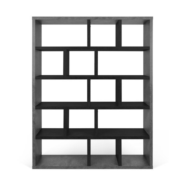 Knihovna v dekoru betonu v tmavě šedo-černé barvě 150x198 cm Berlin – TemaHome