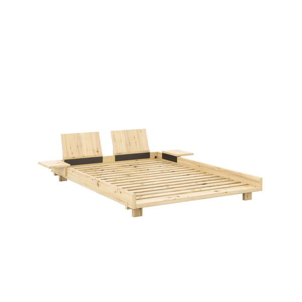 Dvoulůžková postel z borovicového dřeva s roštem v přírodní barvě 160x200 cm Social Bed – Karup Design