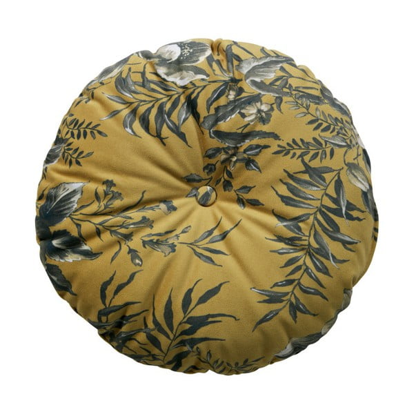 Hořčicově hnědý polštář s motivem květin BePureHome Vogue, ø 45 cm