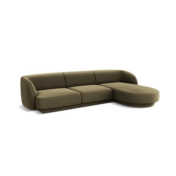 Zelená sametová rohová pohovka (pravý roh) Miley  – Micadoni Home-image-2