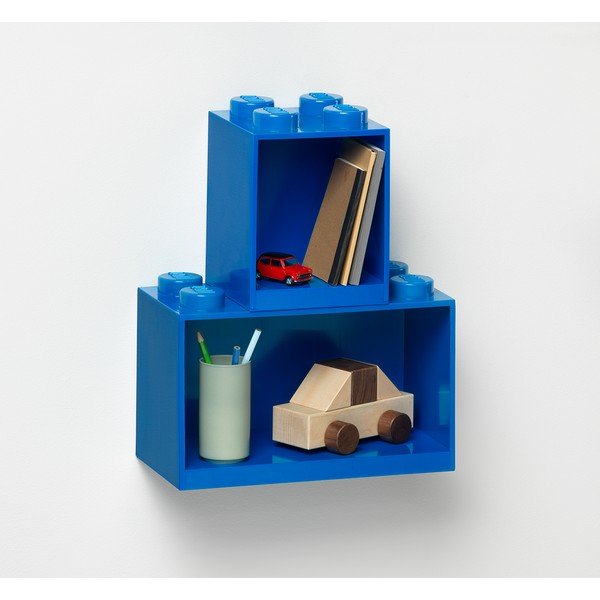 Sada 2 dětských modrých nástěnných polic LEGO® Brick-image-1
