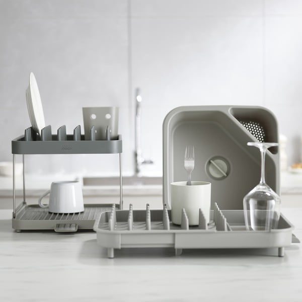 Šedý nastavitelný plastový odkapávač 34x37 cm Duo – Joseph Joseph-image-1