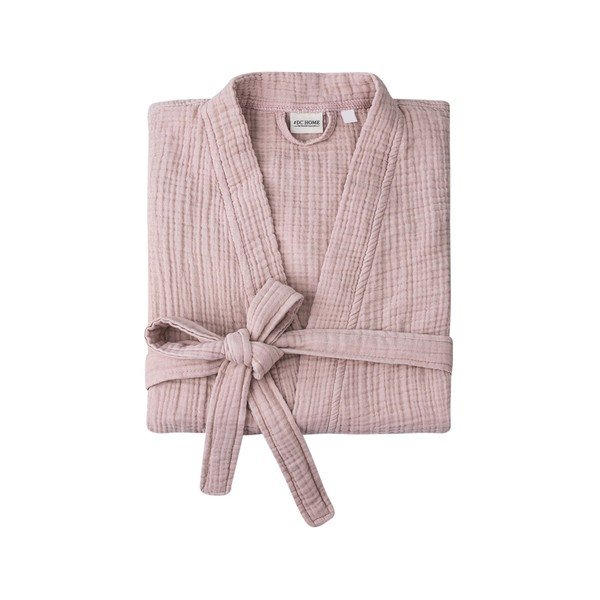 Růžový mušelínový župan velikost S/M Kimono – Foutastic-image-2