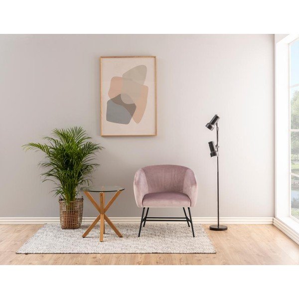 Pudrově růžové sametové křeslo Actona Ramsey-image-1