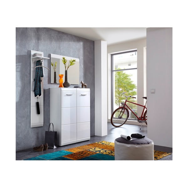 Bílý nástěnný věšák s poličkou Adana – Germania-image-1