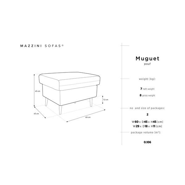 Tmavě šedý puf Mazzini Sofas Muguet, 60 x 45 cm-image-4