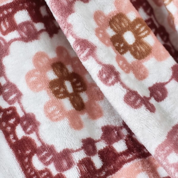 Růžová deka z mikroplyše 130x170 cm Crochet Print – Catherine Lansfield-image-2