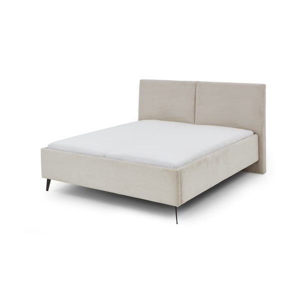 Béžová čalouněná dvoulůžková postel s úložným prostorem s roštem 180x200 cm Lando – Meise Möbel