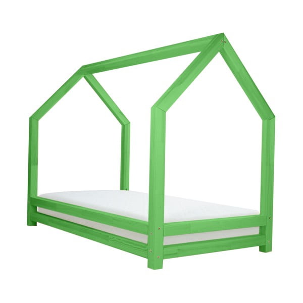 Zelená jednolůžková postel z borovicového dřeva Benlemi Funny, 90 x 160 cm