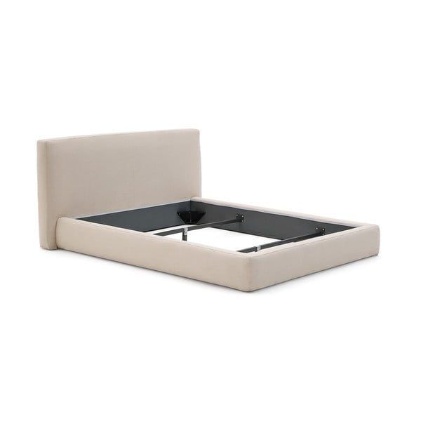 Béžová čalouněná dvoulůžková postel bez roštu 160x200 cm Blok – Kave Home