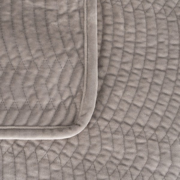 Šedý sametový prošívaný přehoz 230x260 cm – Ixia-image-1